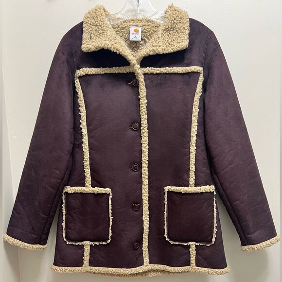 Carhartt Boulder Jacket Parka Suede Sherpa Size S - Picture 2 of 9